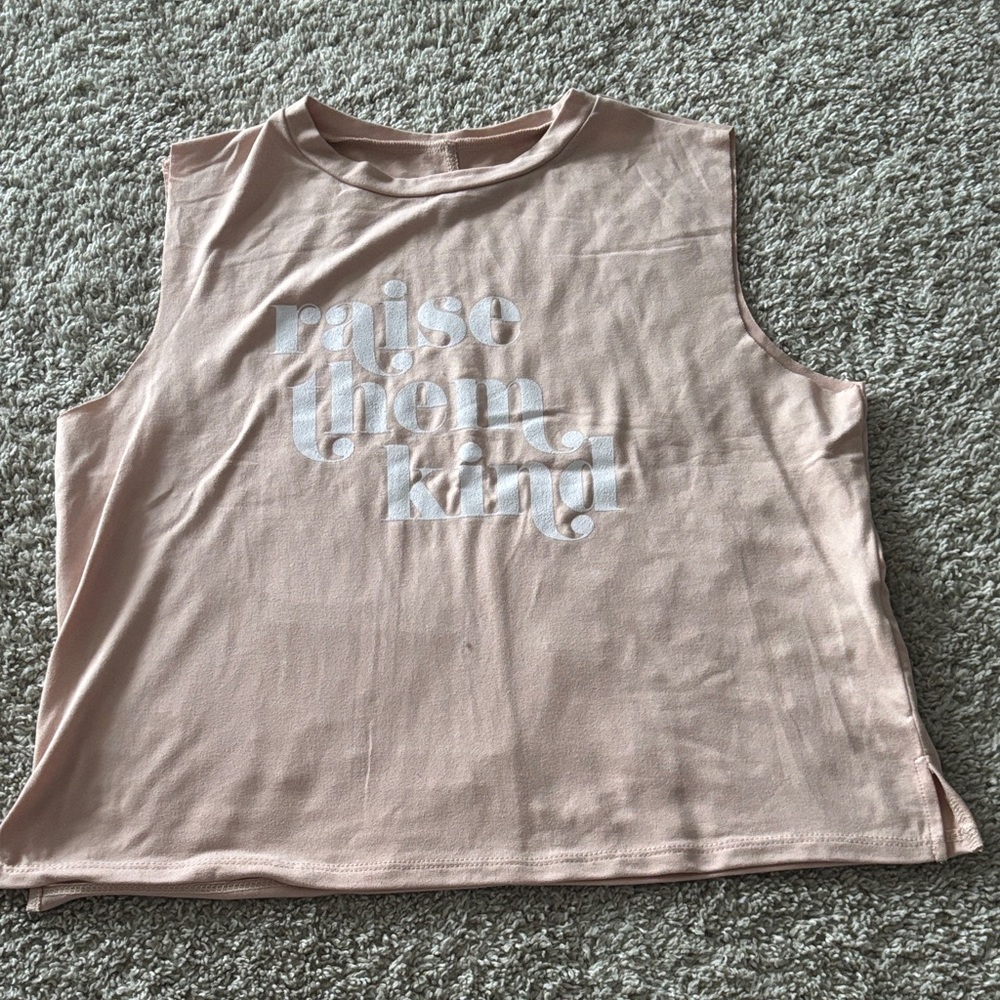Pink Sleeveless Top with Graphic Text